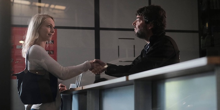 employee shaking hand of customer