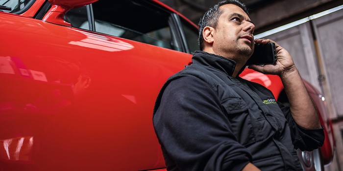 mechanic on the phone