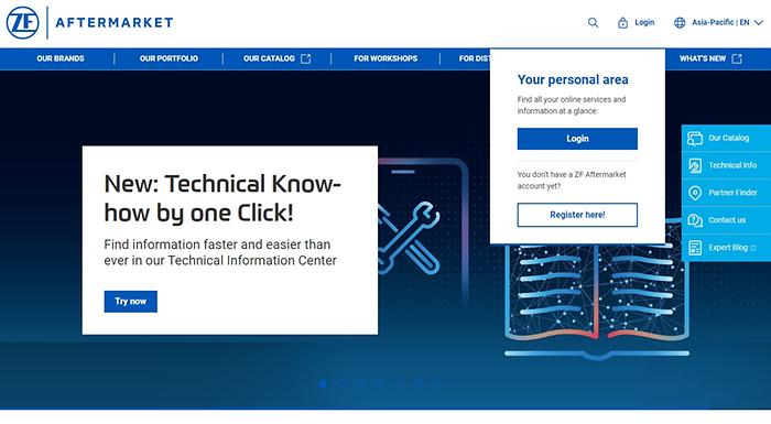 Click on Login to ZF Aftermarket Portal